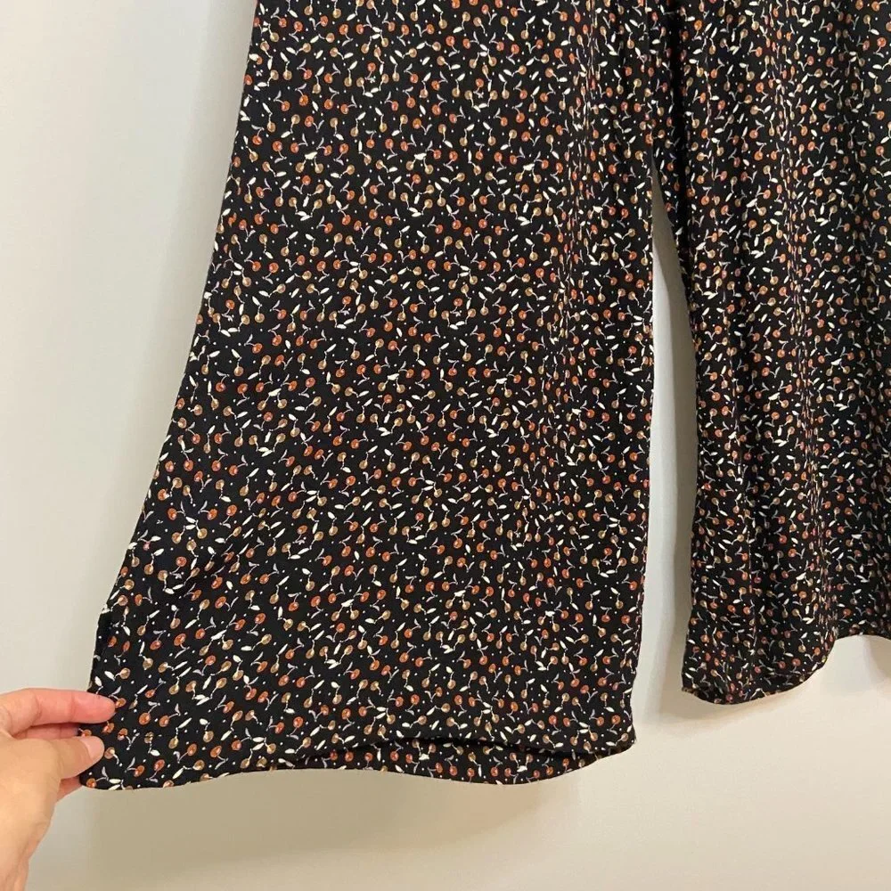 Free People Black Easy Peasy Cherry Crepe Wide Leg-sz 4 - Picture 4 of 8